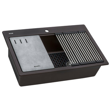 33-in Granite Workstation Drop-in Topmount Kitchen Sink Espresso Brown RVG1302ES