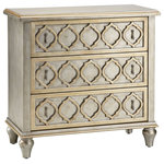 Stein World - Stein World 12047 Naomi Accent Chest - Three-Drawer Narrow Accent Chest. Hand-Painted Metallic Champagne And Silver Finish. Drawers Feature Raised Moroccan Design . Teardrop Nickel Pull Hardware.