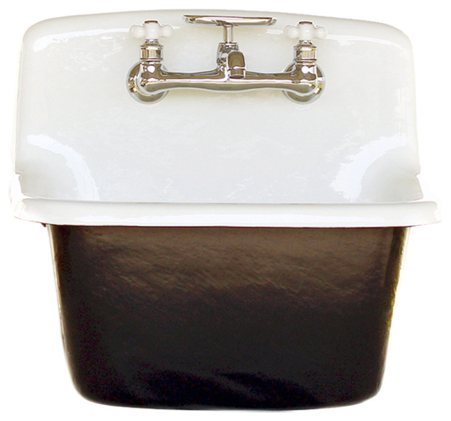 Deep Utility Sink Antique Style Cast Iron Porcelain Farm Sink Set, Black