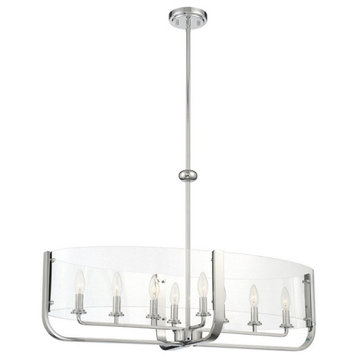 8 Light Oval Chandelier in Transitional Style - 16 Inches Wide by 22.5 Inches