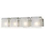 Z-Lite - Zephyr 4 Light Bathroom Vanity Light in Brushed Nickel - Bent frosted glass shades are hung over brushed nickel hardware on this 4 light vanity to create a modern touch for any room.