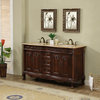 60" Saturn Double Sink Vanity With Travertine Marble Top