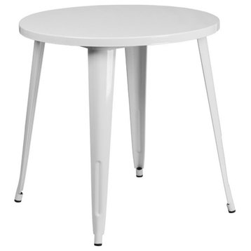 Flash Furniture 30" Round Metal Dining Table in White