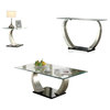 Navarre Modern 3-Piece Glass Top Contemporary Metal Coffee Table Set in Gray