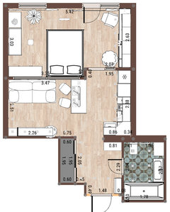 Дизайн однокомнатной квартиры 39 кв м