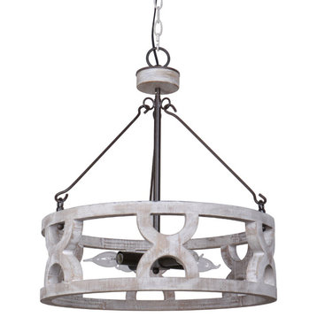 20.5 in Cage 3-Light in Wood Chandelier