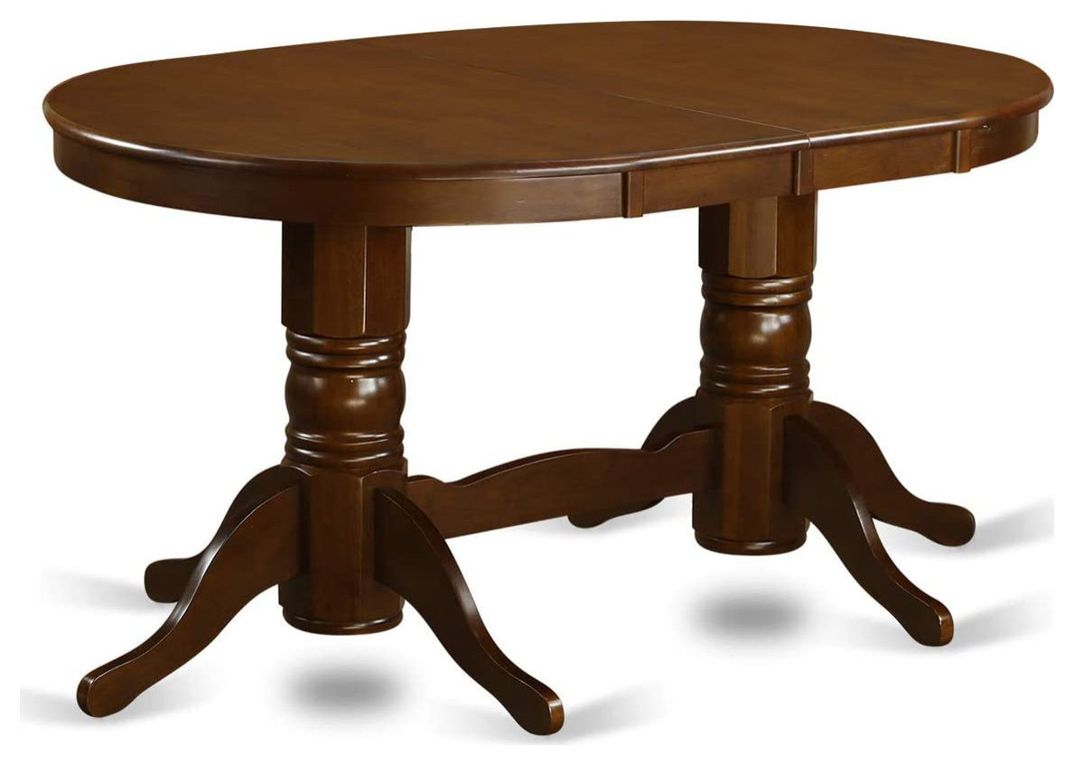 Espresso Oval Dining Table with Butterfly Leaf and Double Pedestal Base - Traditional - Dining ...