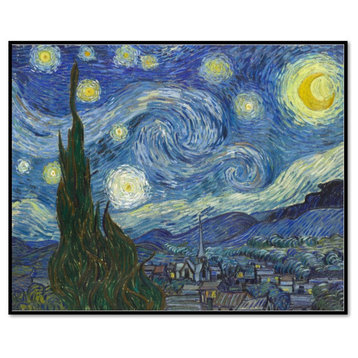 "Starry Night" by Vincent van Gogh Artblock, Black, Small