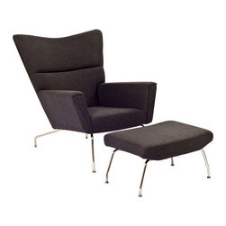 Futuristic Lounge Chair & Ottoman Set-Gray - Products