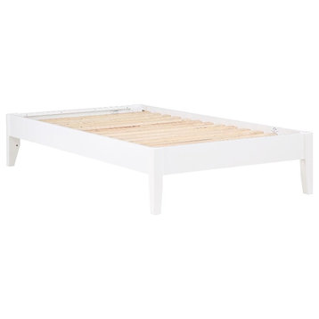 Pemberly Row Contemporary Wood Platform Full Bed in in White