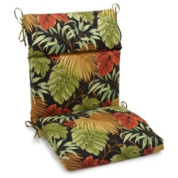 18"x38" Spun Polyester Outdoor Squared Seat/Back Chair Cushion, Tropique Raven