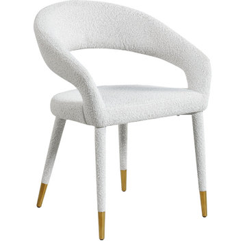 The Prescott Dining Chair, Cream, Boucle Fabric
