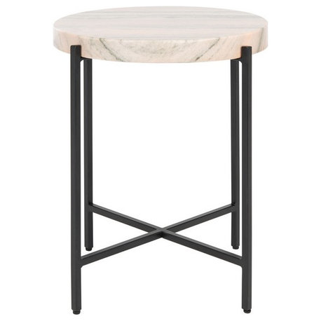 Zuki Stone Top Accent Table Burnt Orange Stone/Black