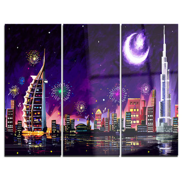 "Eid Celebration in Dubai" Digital Metal Wall Art, 3 Panels, 36"x28"