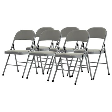 12 Pack Folding Chair, Indoor or Outdoor Use, Padded Seat With Open Back, Gray