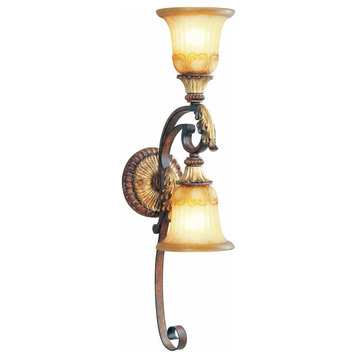 2 Light Wall Sconce in Mediterranean Style - 6.25 Inches wide by 27 Inches high