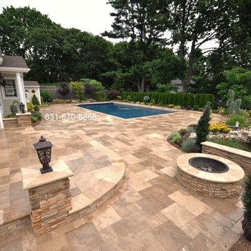 Pool Patio Travertine - Long Island, NY