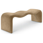 Meridian Furniture - Willow Upholstered Bench, Tan, Vegan Leather - Your artsy side comes to life when you add this Willow tan vegan leather bench to your living room, entryway, or bedroom. This versatile yet elegant and modern bench is perfect for many different spaces in your home. Covered from top to bottom in buttery soft tan vegan leather, it offers the luxurious and refined look of real leather in a cruelty-free option that requires minimal maintenance. A metal inner frame ensures structural support, providing lasting use and enjoyment in any room.