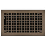 Wholesale Registers - Oil Rubbed Bronze Rockwell Plated Steel Craftsman Floor Register, 6"x10" - Get your home upgrades started with our pleasing rockwell style floor registers. These 6" x 10" oil rubbed bronze plated air vents enhance the look of any room and give an Arts and Crafts feel with the rockwell style. These registers contain a steel 3mm thick faceplate to withstand wear and tear. Heating and cooling your home is a breeze with the adjustable steel damper. Also, with the addition of spring clips, you are able to install this floor register into your wall ducts for a uniform look throughout. This 6" x 10" air vent should be dropped or installed into a hole that measures 6" x 10 ". However, the faceplate on this air register will be 7 3/8" wide and 11 1/2" long to cover your hole.