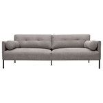 Armen Living - Michalina 84" Gray Fabric Sofa with Black Metal Legs - Invite sophisticated style and a dose of comfort to your living space with our Michalina Fabric Sofa with Black Metal Legs. Elegant details and crisp upholstery of the sofa vouch for a sophisticated and mid-century modern appeal. A button tufting upon the back adds a dose of charm and character to our modern couch. It is perched upon a black metallic base to make your room appear open and airy. Completed with a deep seat and generous cushioning, the sofa offers a comfy spot to relax and unwind. It includes 2 throw pillows to offer end-to-end comfort in your family and can easily be used in your living room, family den, home office, or home theater. With a sleek and elegant profile, our sofa can easily become a refined and functional gathering spot for your friends and family. Available in a variety of colors and materials, the Michalina Sofa comes in fossil gray velvet, beige, or gray Fabric with Black Metal Legs.