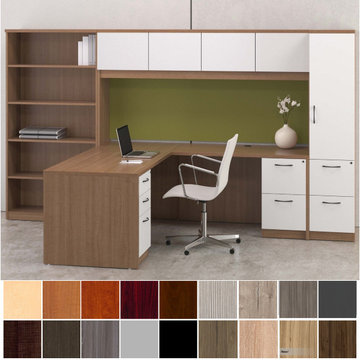 Convergence L-Shaped Desk + Door Hutch