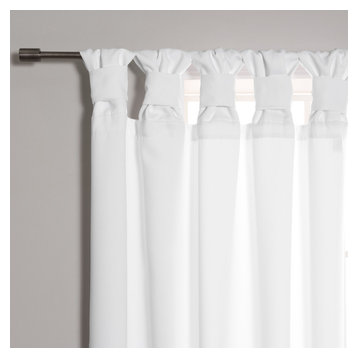 BANDTAB -Thermal Insulated Blackout Knotted Tab Curtain Set, White, 52" W X 84"
