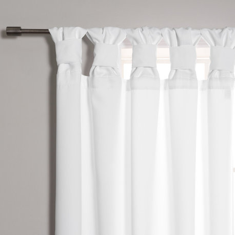 BANDTAB -Thermal Insulated Blackout Knotted Tab Curtain Set, White, 52" W X 84"