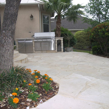 Flagstone patio part of dining room expansion project.