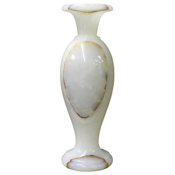 White Stone Carved Round Small Display Vase cs2632