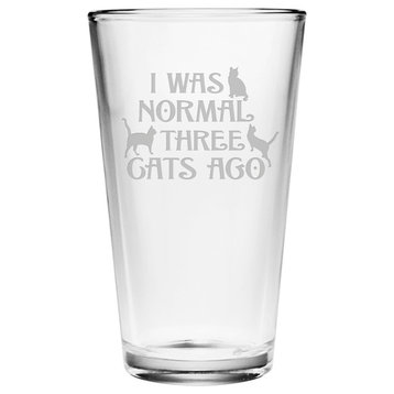 "I Was Normal Three Cats Ago" Pint Glasses, Set of 4