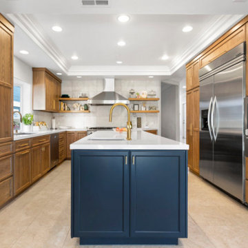 Oak and Navy Kitchen Remodel