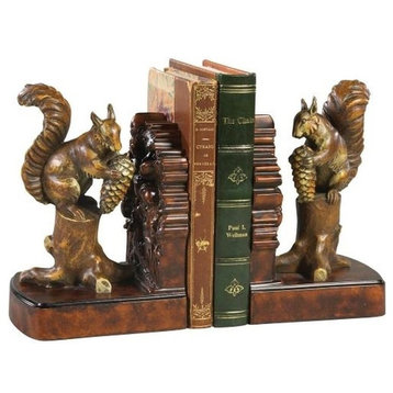 Bookends Bookend MOUNTAIN Lodge Pinecone and Squirrel Resin