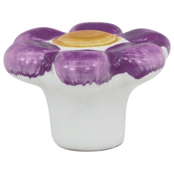 5 Pack Flower Child: Pastel Purple Cabinet Hardware Knob, 1- 9/16 Inch Diameter