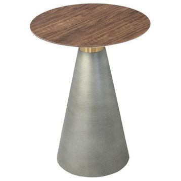 Cirocco End Table With Walnut Veneered Wood Top, Natural Finish