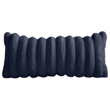 Sorra Home Luxe Faux Fur Navy Throw Pillow 12"Hx18"Wx6"D