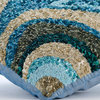 Sequins Sea Waves 16"x16" Art Silk Light Blue Accent Pillows, Waves Are Scenic