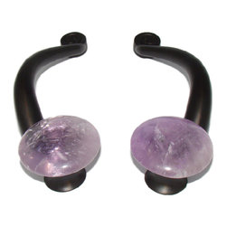 Myterra Gemstone Hardware - Gemstone 4" Cabinet Pull, Amethyst - Cabinet And Drawer Handle Pulls