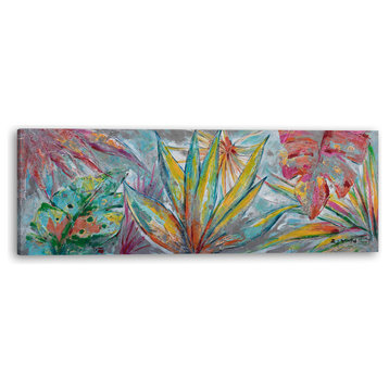"Colorful Jungle Leaves" Hand Painted Canvas Artwork; Fine Art; Modern
