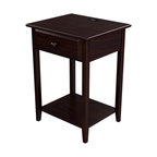 Stony Edge Night Stand With Drawer and USB Port, Espresso, 17"