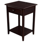 Stony Edge - Stony Edge Night Stand With Drawer and USB Port, Espresso, 17" - Refined and bold, the Stony Edge Accent Table With USB Port takes bedroom furniture beyond simple storage. A built in USB port is perfectly placed so you can enjoy those extra 10 minutes in bed and don't have to worry about the look of loose electrical cords. Scaled to create a stately presence in the master bedroom, each piece is crafted of a solid wood and a lightweight frame allowing it to fit almost anywhere. The Stony Edge Accent Table With USB Port merges fashion and function to bring double the benefit of abundant storage space as well as keeping your bedroom's essentials close at hand.
