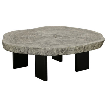 Floating Coffee Table with Black Legs, Gray Stone, Size Varies