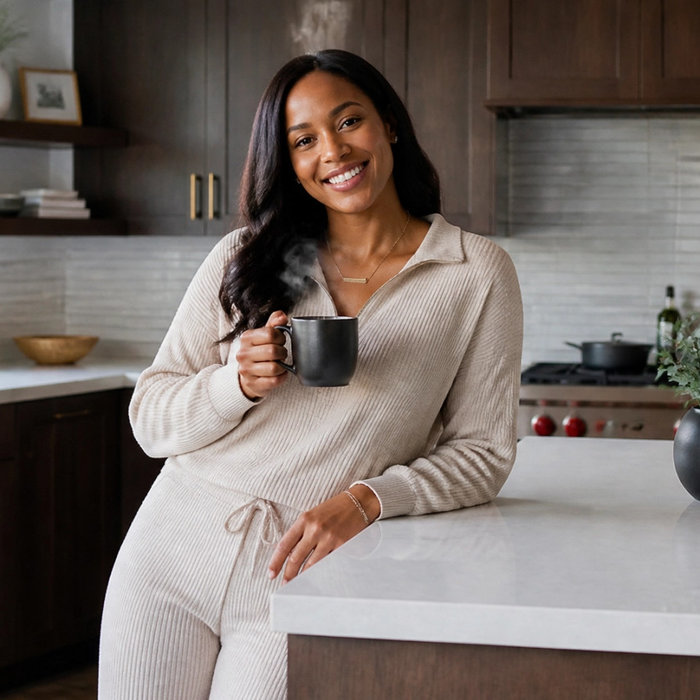 Enjoying Coffee at the Kitchen