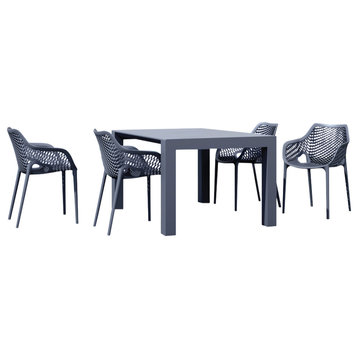 Air XL Extension Dining Set 5 Piece Dark Gray