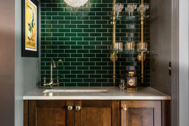 Example of a transitional home bar design in St Louis