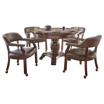 Tournament 5-Piece Dining/Game Table Set, Brown
