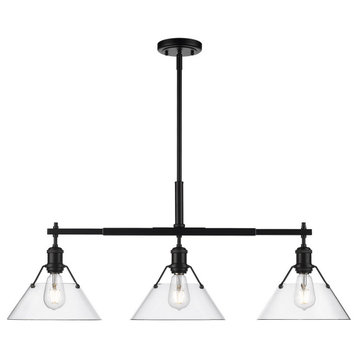 Orwell Linear Pendant in Matte Black with Clear Glass