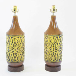 Pair of Danish Mid-Century Pottery Lamps - Table Lamps