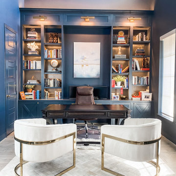 Bold and Blue Transitional Home Office