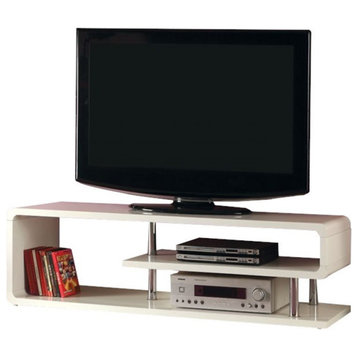 Bowery Hill Contemporary Wood/Chrome TV Stand for TVs up to 55" in White