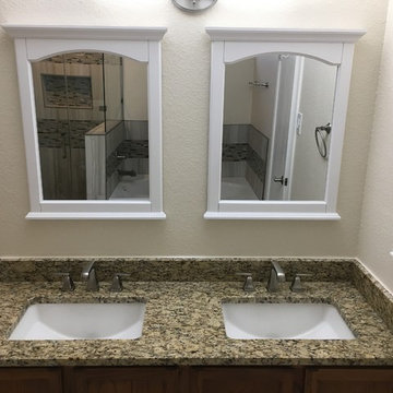 MASTER BATHROOM - Shower / Tub / Vanity Countertop Remodel 12" x 24" Gray Tile